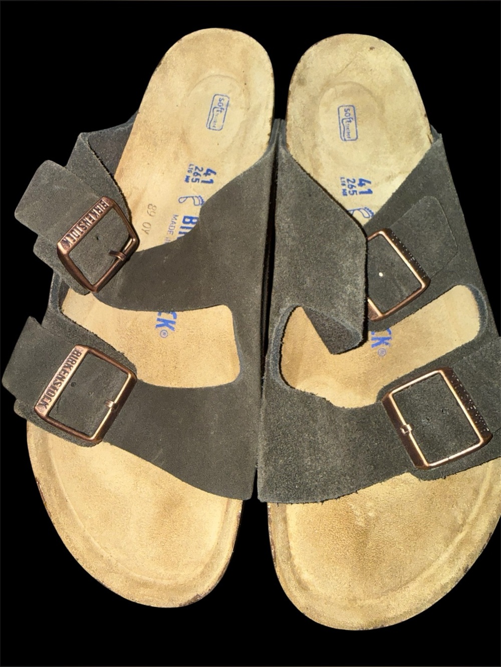 Birkenstock Mocha Suede Two-Strap Sandals with Buckles